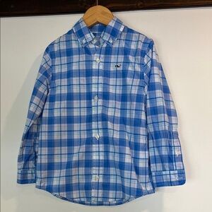 Vineyard Vines Kids Blue and White Performance Plaid Shirt- Size 4T